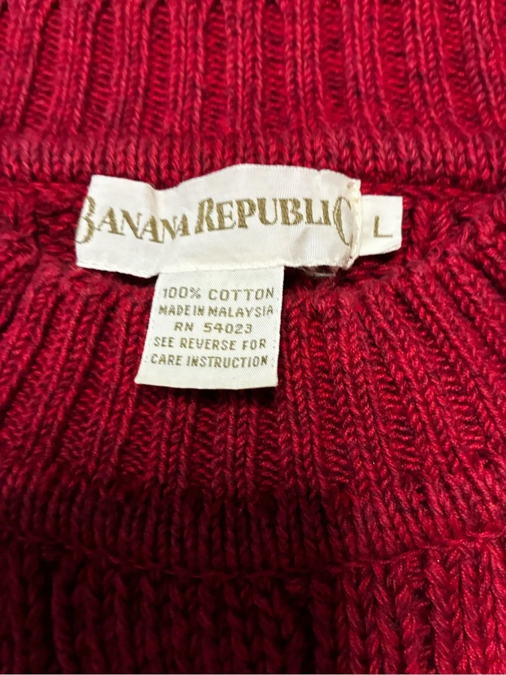1990’s Banana Republic Men’s Cotton Cable Knit Sweater Large Vintage